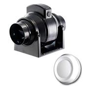 Manrose MF100T in-Line Extractor Fan with Timer 100mm/4" + Adjustable Air Valve Intake Grille