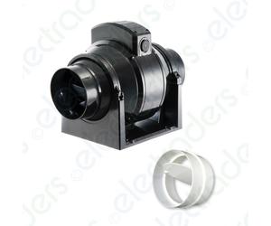 Manrose MF100T In-Line Extractor Fan with Timer 100mm/4" + Back Draught Shutter