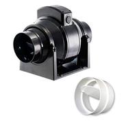 Manrose MF100T in-Line Extractor Fan with Timer 100mm/4" + in-Line Back Draught Shutter