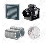 Manrose MF100T In-Line Timer Fan 100mm/4"+10m Aluminium Duct Slate Grey External