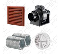 Manrose MF100T In-Line Timer Fan 100mm/4"+10m Aluminium Duct Terracotta External
