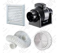 Manrose Mf100T In-Line Timer Fan 100mm/4" + 3M Flex Ducting And White Grilles
