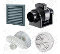 Manrose Mf100T In-Line Timer Fan 100mm/4"+ 3M Flex Ducting Slate Grey External