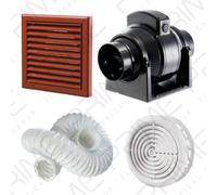 Manrose Mf100T In-Line Timer Fan 100mm/4"+ 3M Flex Ducting Terracotta External