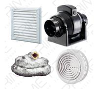 Manrose MF100T In-Line Timer Fan 100mm/4"+ 3m Insulated Duct and White Grilles