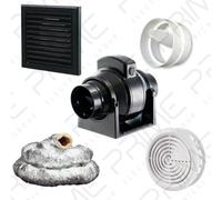 Manrose MF100T In-Line Timer Fan 100mm/4" 3m Insulated Duct Black External Grill