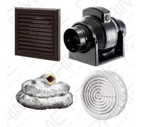 Manrose MF100T In-Line Timer Fan 100mm/4"+3m Insulated Duct Brown External Grill