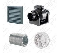 Manrose MF100T In-Line Timer Fan 100mm/4"+ 5m Aluminium Duct Slate Grey External