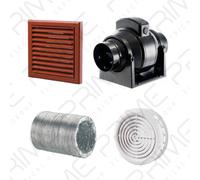 Manrose MF100T In-Line Timer Fan 100mm/4"+ 5m Aluminium Duct Terracotta External