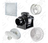 Manrose MF100T In-Line Timer Fan 100mm/4", 6m Flex Duct, White Grilles