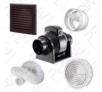 Manrose MF100T In-Line Timer Fan 100mm/4", 6m Flex Ducting, Grilles and Backdrau