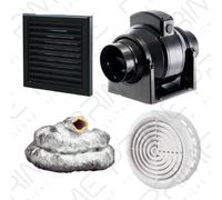 Manrose MF100T In-Line Timer Fan 100mm/4"+ 6m Insulated Duct Black External
