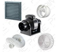Manrose MF100T In-Line Timer Fan 100mm, 6m Flex Duct Kit -Slate Grey External