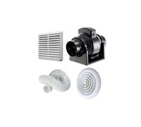 Manrose MF100T In-Line Timer Fan + Ducting Grilles