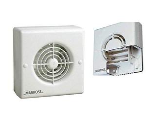 Manrose XF100AT 4" 100mm Auto Shutter Extractor Bathroom Wall Fan Run On Timer (Timer White)