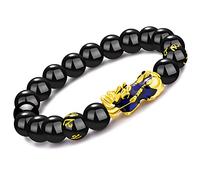 MANRUO Feng Shui The Best Prosperity 10mm Black Beads Bracelet with Color Changed Pi Xiu Pi Yao