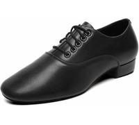 Mans Ballroom Dance Shoes Black Leather Sole Tango Salsa Latin Character Shoe, Black, 9 UK