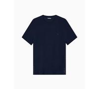 Man's Basic Elastic Crew Neck T-Shirt Blue M Regular FIT