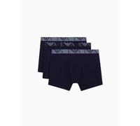 EMPORIO ARMANI Men's Bold Monogram 3-Pack Boxer Shorts, Blue, XL