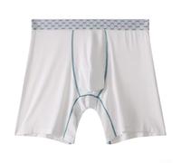 Mans' Casual Boxers with Unique Print Designs, Featuring a Comfortable Long Leg Cut and Mesh Detail (L White)