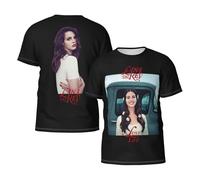 Man's Del Rey Singer Lana T-Shirts Casual Summer Tees Crewneck Short Sleeve Shirts with Multi-Side Prints Multicoloured XL