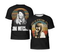 Man's Mitchell Music Singer Joni T-Shirts Casual Summer Tees Crewneck Short Sleeve Shirts with Multi-Side Prints Multicoloured XL