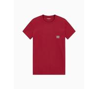 Man's Shiny Logoband Crew Neck T-Shirt RED L Slim FIT