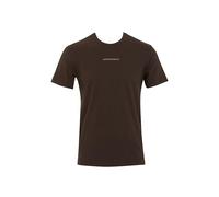 Man's Stretch Piquet Crew Neck T-Shirt Brown XL Fitted FIT
