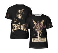 Man's Tull Rock Band Jethro T-Shirts Casual Summer Tees Crewneck Short Sleeve Shirts with Multi-Side Prints Multicoloured XL