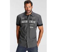 Man's World Short Sleeve Shirt with Chest Print Grey