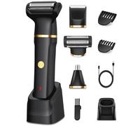 Manscape Body Trimmer Men 3 in 1, Pubic & Ball Trimmer Man IPX7 Waterproof, Rechargeable Body Shavers for Men with 2 Combs, Painless Nose Hairs Trimmer for Man,Wet & Dry