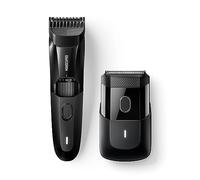 MANSCAPED® The Beard Hedger® Premium Men's Beard Trimmer & The Handyman™ Compact Electric Foil Face Shaver with Long-Hair Leveler & Foil Blades