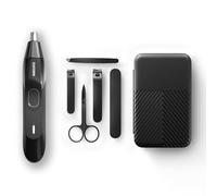 MANSCAPED® Weed Whacker® 2.0 Electric Nose & Ear Hair Trimmer & Shears 3.0, 5-Piece Men’s Nail Kit with Fingernail & Toenail Clippers, Nail File, Slant Tip Tweezers, Cuticle Scissors, Travel Case