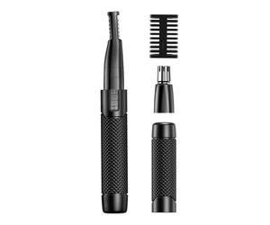 Manscaper Grooming Pen, Nose, Ear & Eyebrow Trimmer, Metalic Frame, Rinseable Heads, Snag Free, Men's Facial Hair Removal