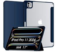 Mansiruyi iPad Pro 11 inch Case M4 2024, iPad Pro 11 2024 Case with Pencil Holder, Slim Light PU Leather Trifold Stand Smart Cover iPadPro 11Case with Auto Sleep/Wake for iPad 11 ProCase 2024 -Navy