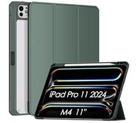 Mansiruyi iPad Pro 11 inch Case M4 2024, iPad Pro 11 2024 Case with Pencil Holder,Slim Light PU Leather Trifold Stand Smart Cover iPad Pro11Case with Auto Sleep/Wake for iPad 11 ProCase 2024 -Green