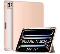 Mansiruyi iPad Pro 11 inch Case M4 2024, iPad Pro 11 2024 Case with Pencil Holder, Slim Light PU Leather Trifold Stand Smart Cover iPadPro 11Case with Auto Sleep/Wake for iPad 11 ProCase 2024 -Rose