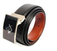 Mansonic Men's Belt Men's reversible Belt in black and Tan colors Belt for waist size 40 and under Reversible casual Men's Belt for any occasion Stainless Steel Buckle With freemasonry Symbol,