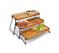 Manspdier 3 Tier Cupcake Stand & Towers Serving Tray for Party, Acacia Wooden Dessert Table Display Set, Decorative Tiered Decor Small Chees Charcuterie Boards Rustic Wood Platters Trays, (A010)