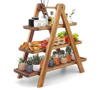 Manspdier Wooden Serving Tray 3 Tier Cupcake Stand Three Tier Wooden Rectangle Tray Farmhouse Party Decor Brown
