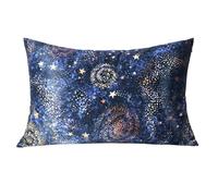 MANSPHIL Navy Blue Galaxy Mulberry Silk Pillowcase Queen Size, Print Pattern, 22 Momme 100% Silk Pillow Cases Cover Zipper Closure, 20" x 30"
