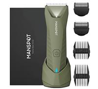 MANSPOT Manscape Trimmer for Men Ball/Pubic/Groin, Electric Body Hair Trimmer, Replaceable Ceramic Blade Heads,Waterproof for Wet/Dry Use,Standing Recharge Dock,90 Minutes Shaving After Charged(Green)