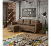 Manstad Corner Sofa Bed 202 130Cm Sleeping Area Freestanding L Shape With Storage Back Cushions Universal Side Brown