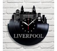 Manstel Vinyl Record Wall Clock Liverpool Architecture Style Silent Home Bedroom Living Room Decor Wall Art Gifts for Holiday 12 Inch