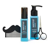 Man'Stuff Tidy Whiskers Beard Set For Men with Beard Comb, Beard Wash and Beard Oil