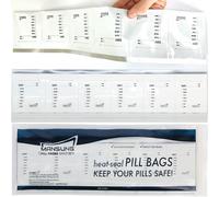 Mansung M 600 Mylar Heat Seal Pill Bags -Labeled 2.7x3.5 inch - Aluminum Foil Packets Pillsuite Organizer Smell Proof Packaging Easy Tear Open Top Pillpack Packets for Travel Food Storage Pouche Pack