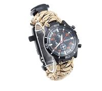 MansWill 16 in 1 Sports Survival Bracelet, Outdoor 7 Core Paracord Mountaineering Waterproof Watch Emergency Wristband First Aid Tools with Compass, Rescue Whistle, Fire Starter, Fishing Kit
