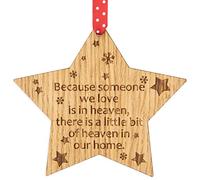 Manta Makes Because some we love is in heaven Wooden Memory Star Christmas Tree Decoration Memorial Bauble 4CD