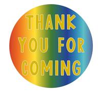 Manta Makes Thank You for Coming to My Party Stickers for Party Bags, 35 x 37mm Round Thank You Stickers for Party Bags, Thank You for Coming to My Party Bag Stickers Sheet (Rainbow Bright)