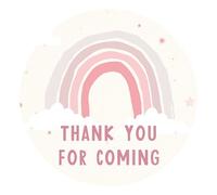 Manta Makes Thank You for Coming to My Party Stickers for Party Bags, 35 x 37mm Round Thank You Stickers for Party Bags, Thank You for Coming to My Party Bag Stickers Sheet (Rainbow Pastel)